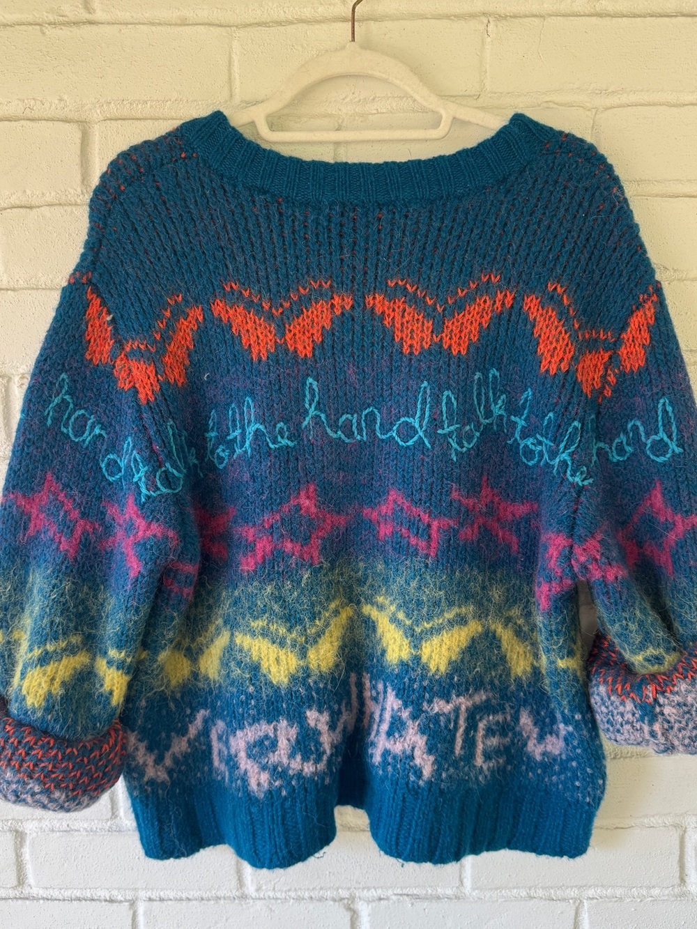 LINGUA FRANCA Luxury Embroidered Alpaca Wool Sweater • Womens LARGE • US 8 • NWT - Picture 11 of 13